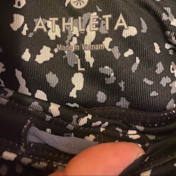 Athleta Spotted Black Cropped Leggings - Picture 2 of 7